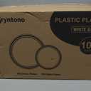 200PCS Gold Plastic Plates, Disposable Party Plates with Gold Rim, Include 100 Dinner Plate and 100 Elegant Dessert Plate for Party and Wedding