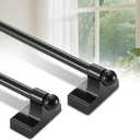 2 Pack Magnetic Curtain Rods for Metal Door 16 to 28 Inch, 1/2" Multi-use Adjustable Appliance Magnetic Rod for Window Frames, Cabinets, Refrigerators, Dishwashers (Black)