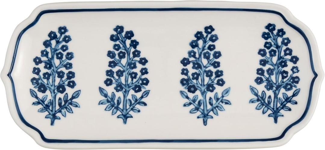 Mud Pie Bloom Print Everything Tray; 4" x 9"