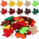 Fanfanwin 200 Pcs Thanksgiving Fall Leaves Felt Maple Leaf Laser Cutout Embellishment Multicolor Autumn Leaf Decors Farmhouse Harvest Fall Leaves Decorations for Home Classroom Wall Craft(Classic)