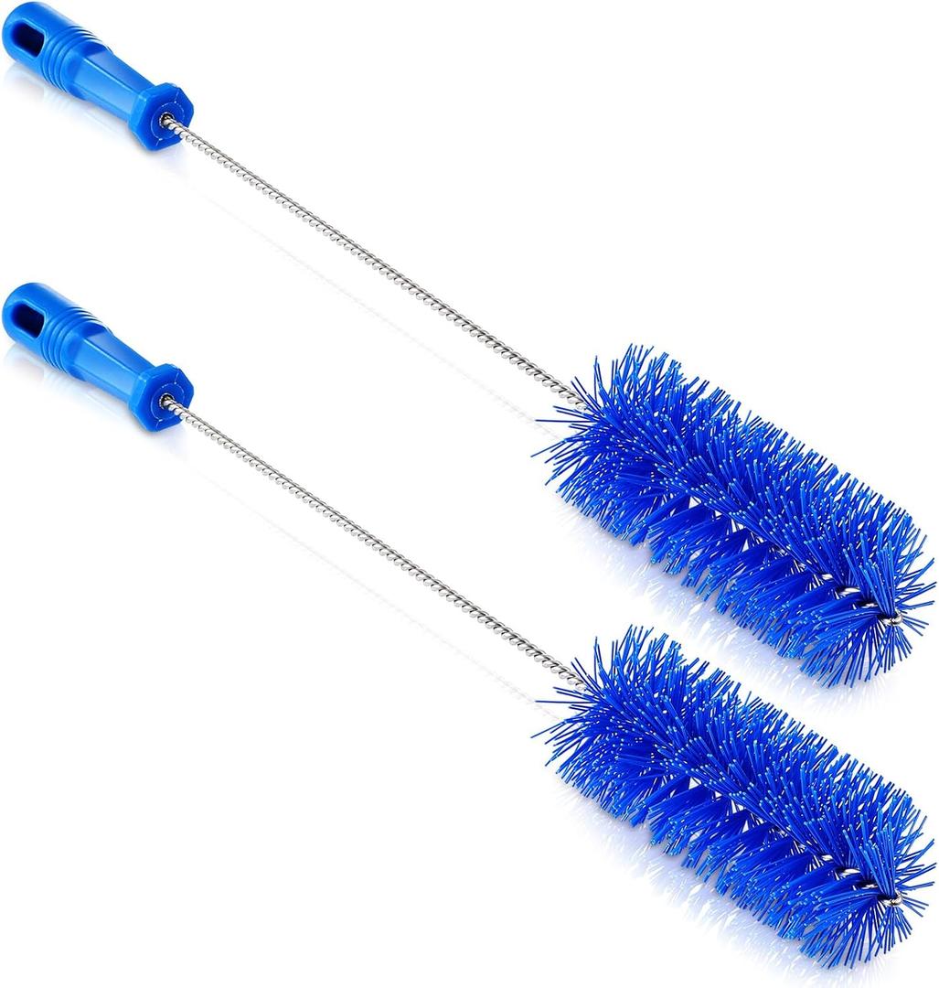 Baderke 2 Pieces Drain Brush Pipe Cleaning Tube Brushes 19.7 Inch Plastic Shower Pipe Flexible Cleaning Tool(Blue,19.7 x 2.4 Inch)