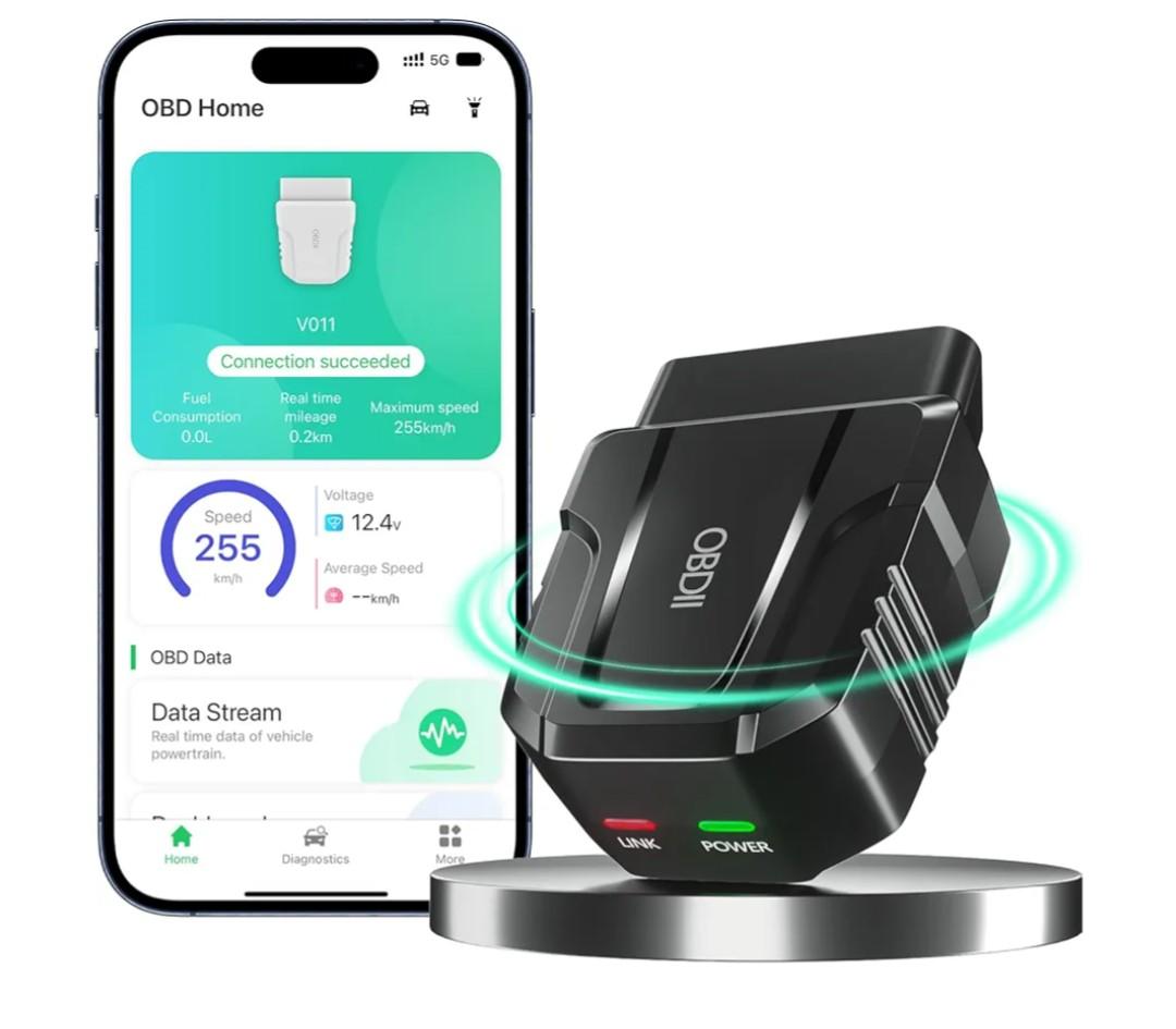 OBD2 Scanner Reader Bluetooth Wireless Auto Diagnostic Scan Tool for iOS & Android for Performance Test Bluetooth 5.4 Car Check Engine Car Code Reader, Clear Error Code Live Data Reset Exclusive APP