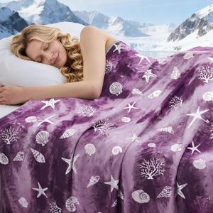 Cooling Blanket Throw Size (50"x70"), Double Sided Ice Cold Blanket for Hot Sleepers, Transfer Heat to Keep Cool, Soft Lightweight for Night Sweats, Bed & Couch, Ocean Design