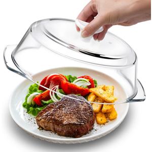Plastic-free, ACEPRUT New Upgrade Glass Microwave Splatter Cover for Food with Ceramic Handle & Screw, 100% Food Grade, BPA Free, Dishwasher Safe
