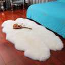 LLB Genuine Sheepskin Area Rug Wool Rug Fur Carpet Fluffy Shaggy Fur Rug for Living Room Kids Bedroom Real Sheepskin Throw Lambskin Rugs Sofa Mat Chair Seat Covers (Ivory White, 4 x 6 ft Sheepskin)