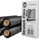 18" Black Stretch Wrap - 1500 Feet, 4 Rolls/Box, 80 Gauge | Durable Industrial Pallet Wrap for Moving, Packing, and Storage by ACYPAPER