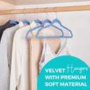 HOUSE DAY Premium Velvet Hangers 50 Pack Blue, Non-Slip Flocked Felt Hangers, Sturdy Clothes Hanger with 360 Rotatable Hook, Heavy Duty Durable Slim Coat Hanger for Closet Space Saving (Tranquil Blue/ Silver)