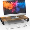 XINYAO Monitor Stand for Desk, Wood & Steel Computer Stand Riser with Storage Organizer for Office Laptop, PC, Printer 24x12 inch