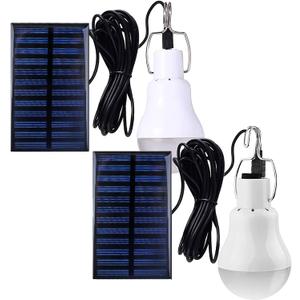 Solar Light Bulbs for Indoor Home and Chicken Coop, Outdoor Waterproof Camping Lamps for Tent, Rechargeable LED Solar Lights for Shed Night, Emergency Power Outage and Outside