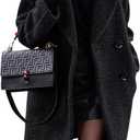 BTFBM Women 2025 Winter Faux Fur Coats Lapel Long Sleeve Fuzzy Fleece Outerwear Button Down Sherpa Jackets Fall Outfits (Large, Black)