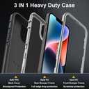 for iPhone 13 Case with 2Pcs Tempered Glass Screen Protector and 1Pcs Camera Lens Protector, Military Grade 3 in 1 Heavy Duty Shockproof/Drop Proof/Dust Proof Case (Black/Grey)