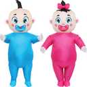 2 Pack Giant Inflatable Baby Costume 91", Blow Up Outfit for Adults, Baby Gender Reveal Party & Gender Reveal Ideas, Boy Girl Reveal Costume for Halloween Christmas Cosplay