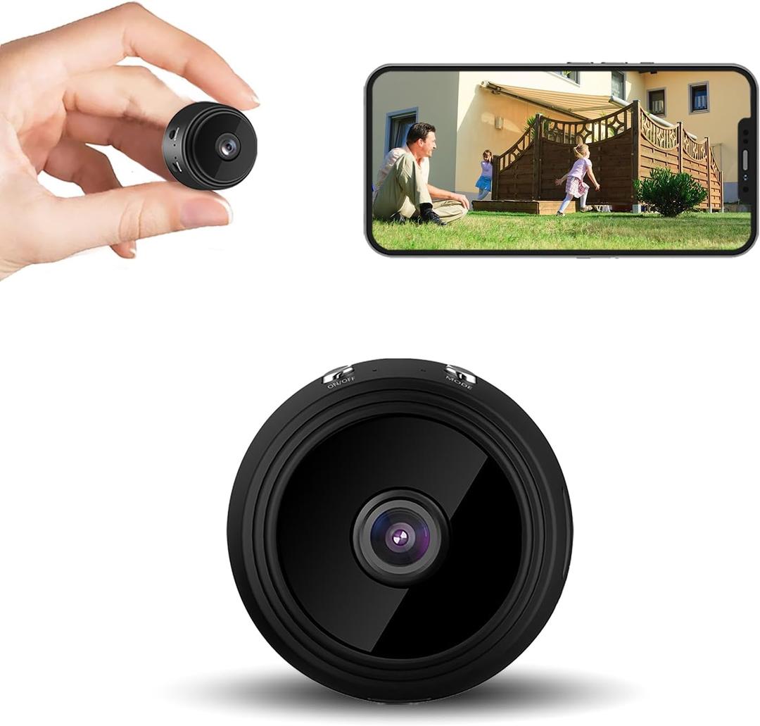 Hidden Camera Mini Spy Camera 1080P WiFi, Wireless Pet Camera Indoor Security Cam with Night Vision, Motion Detection, Nanny Cam for Home Baby Monitor, TF Card Storage-Black