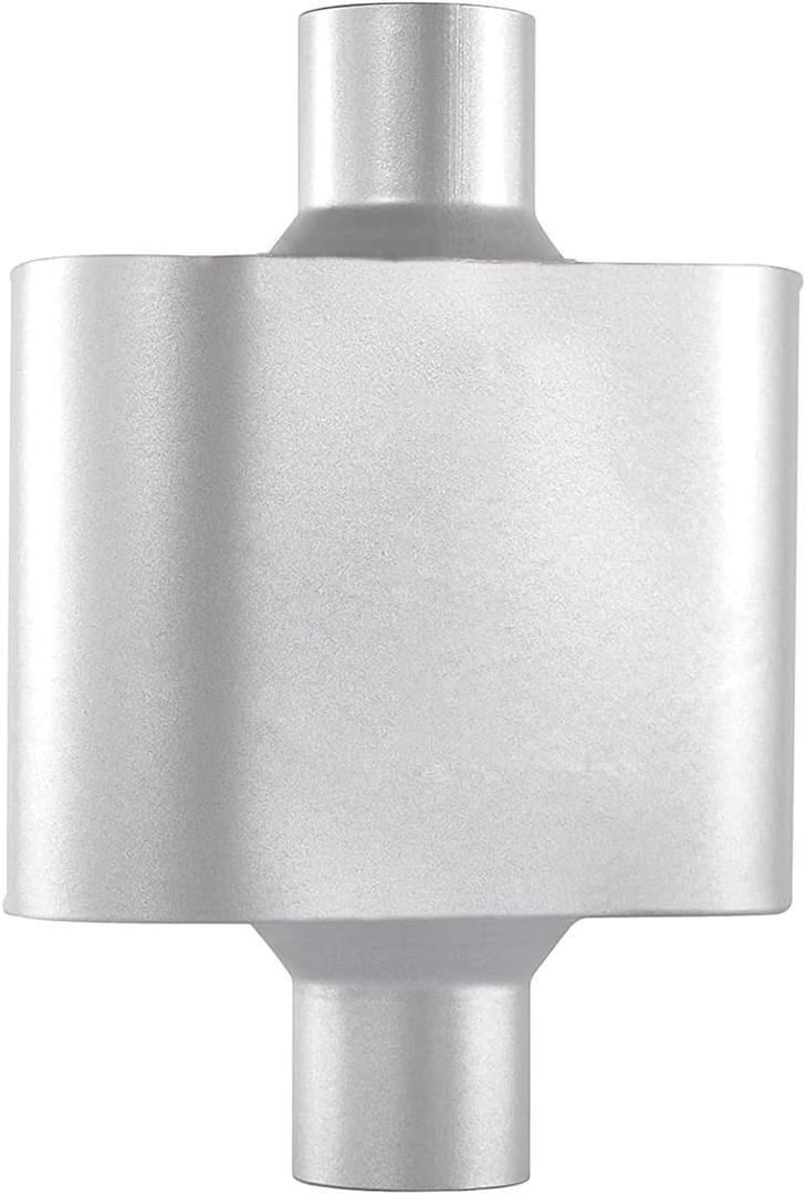 Universal Mufflers, Performance Automotive Exhaust Muffler, Single Chamber center in/center out, silver (2")