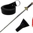 Simplepolymer Adjustable Tachi Practice Sword Set with Sword Holster and Leather Belt for Medieval Knight Warrior Pirate Halloween Cosplay Costume Accessories
