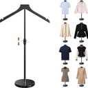 OLV Mannequin Torso with Marble Base, 18-34 Inch Adjustable Shirt Display Stand for Vendors Shop, More Stable High-end Dress Form Clothes Garment Rack, Jacket Coat Hanger Stand, Black