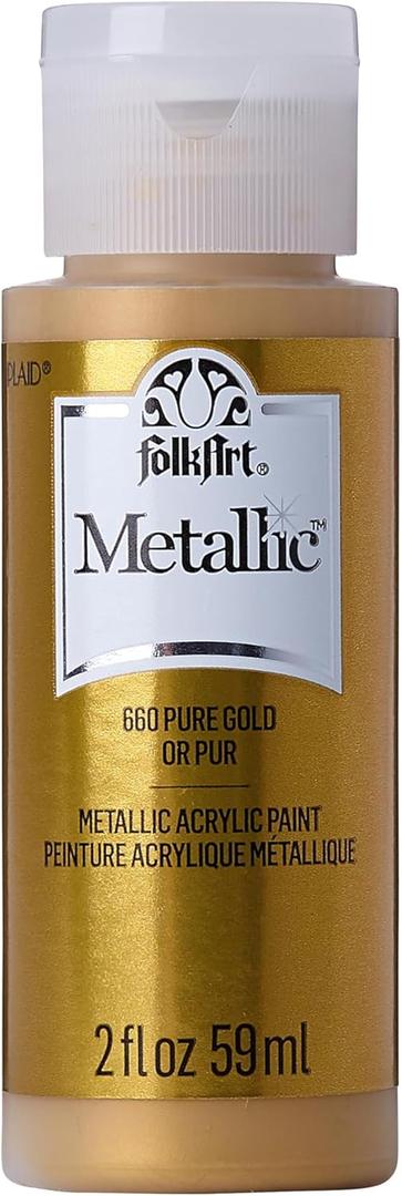 FolkArt Acrylic Metallic Paint, Non Toxic, 2 Fl Oz (Pack of 1), Pure Gold