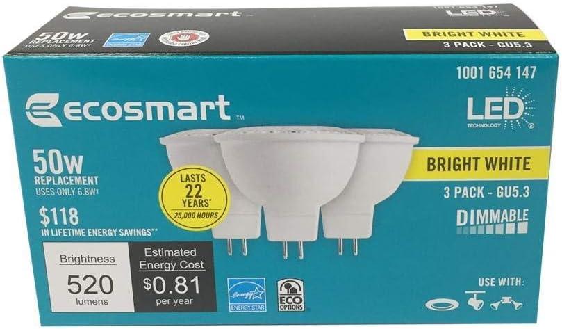 50W Equivalent Bright White MR16 GU5.3 Dimmable LED Light Bulb (3-Pack)