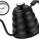Tea Kettle with Thermometer Pot Black Stovetop Tea Kettle 40oz Gooseneck Kettle Teapot Pour Over Coffee Kettle with Thermometer,1200ml,5 Cup,Black,1Pack (1.3 Quarts)