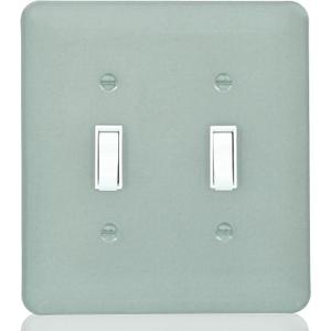 Light Switch Cover Metal Wall Plate Ash Gray,Glossy Finish,Unbreakable Zinc Alloy,2-Gang 5''x4.5'' (Gray, Double Toggle)
