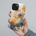 Compatible with iPhone 15 Plus Case, Hybrid 2-Layer Case Shockproof Anti-Scratch for Girl Women Boy Men, Floral Waves for iPhone 15 Plus
