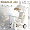 WinHope 9-in-1 Push Tricycle for Toddlers 1-3 Years | Convertible Kids Trike with Adjustable Parent Handle & Safety Harness, Lightweight Foldable Design + Storage Basket for Boys & Girls (White), 19.7 Inches X 28.7 Inches X 37.8 Inches