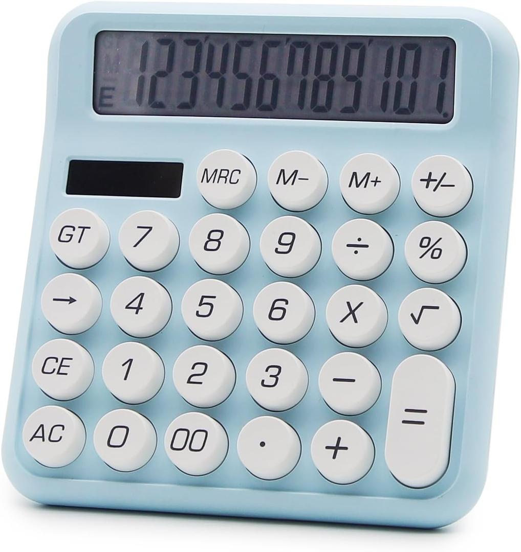 OFFIDIX Calculator 12 Digit Large LCD Display,Basic Desktop Big Button Calculator,Dual Power Solar Calculator for Office,School,Home(Blue)