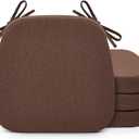 Shinnwa Dining Chair Cushions Set of 4, Non-Slip Kitchen Chair Cushions with Detachable Straps and Machine Washable Cover, 4 Pack, 17x16x2in, Brown