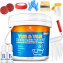 Tub and Tile Refinishing Kit, 36oz Tile Paint Bathtub Paint White for DIY Bathroom Resurfacing, Ceramic/Porcelain Tiles, Glass and Marble Sinks Waterproof,Scratch Resistant, Low Odor (Tools in Bucket)