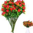 Cabilock 6pcs Fake Strawberry Plant Decor Artificial Strawberry Branch Simulated Fruit Stem Flower Bouquet for Home Wedding Table Decor