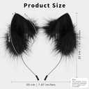 HAOAN Handmade Faux Fur Animal Cat Ears Headband Furry Fox Wolf Hairhoop Headwear Costume Accessory (Black)