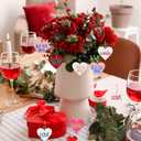 Marsui 36 Pcs Valentine's Day Gifts Wooden Heart Ornaments DIY Hanging Ornaments with Rope and 12 Piece Letter Patches 3.5" Wooden Heart Crafts for Gifts Valentines Day Tree Party Wedding Decoration