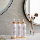 Prus Waso Shampoo and Conditioner Dispenser, Contains Shampoo Conditioner Body Wash Dispenser. Shower Soap Dispenser with Bamboo Pumps & Tray, Perfect for Modern Bathroom Decor (White)