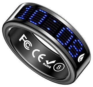 Yihou Smart Ring with Display Heart Rate Monitor Sleep Tracking Step Counter Call Number Display Multi-Sport Modes Gesture Control IP68 Waterproof Fitness Ring Health Tracking Ring for Men Women