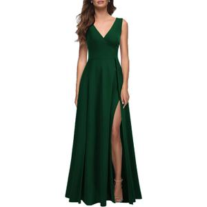 MUSHARE Women's V Neck Sleeveless Split Formal Dress Cocktail Party Prom Long Dresses S