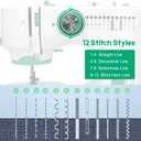 Sewing Machine for Beginners with 12 Built-in Stitches, 6 Included Feet, Portable Sewing Machine with Foot Pedal, High-Low Speeds