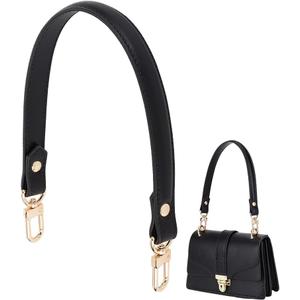 PH PandaHall Black Genuine Leather Purse Strap 17.7 inch Short Bag Strap, Bag Handle Replacement Leather Straps with Alloy Clasps for Tote Purse Briefcase Underarm Bag DIY Handbag Making