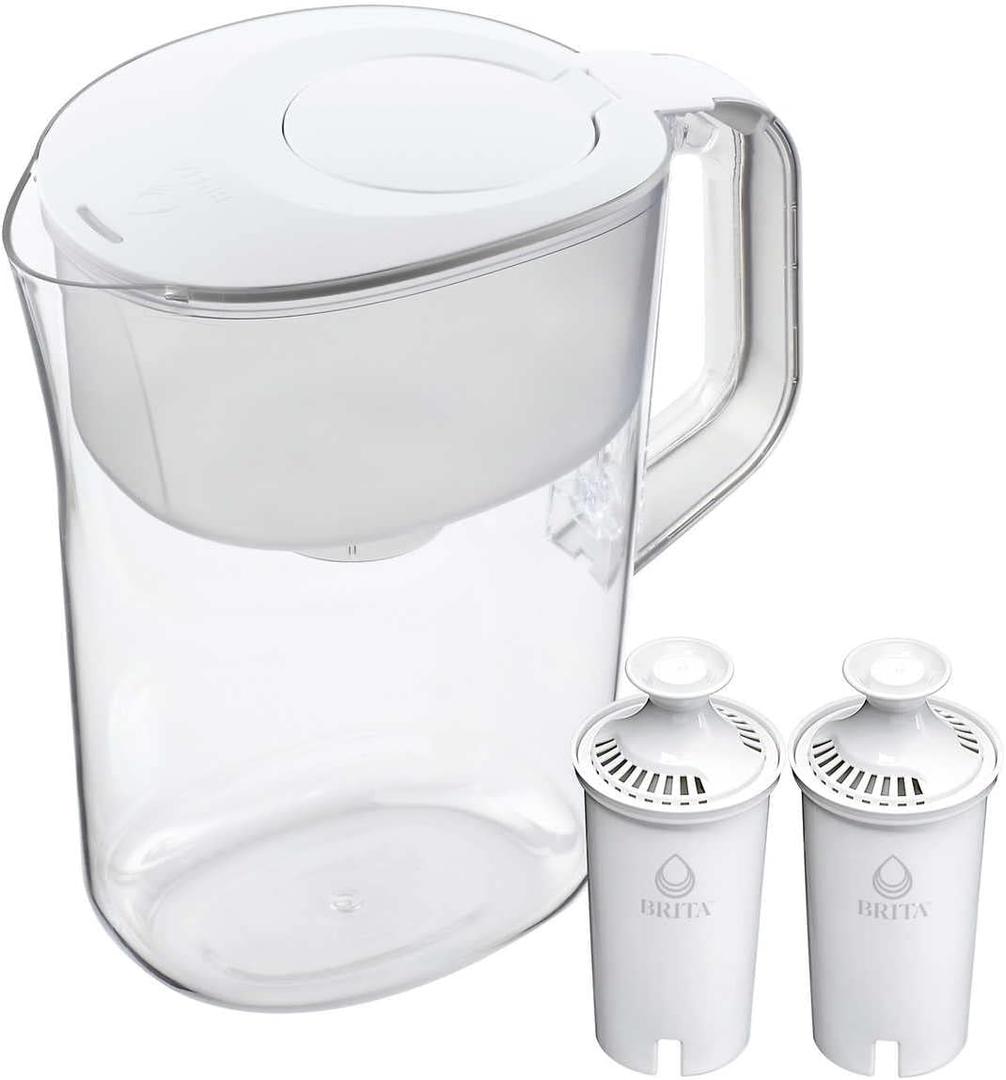 Brita Large 10 Cup Water Filter Pitcher with Smart Light Filter Reminder and 2 Standard Filtes, Made Without BPA, White (1512822)