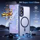 OWKEY for Samsung Galaxy S25 Edge Case 6.7'', Magnetic S25 Edge Case for Magsafe with Tempered Glass Screen, [Shockproof Military] Translucent Back Slim Bumper Cover Phone Case Galaxy s25 Edge, Blue