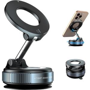 2026 Upgraded Vacuum Magnetic Phone Holder for Magsafe, 108+ LBS Ultra Suction & 3000GF Grip, 360 Adjustable Folding Car Mount for iPhone 17 16 15 14 & Android - Gym, Mirror, Smooth Surface Stand