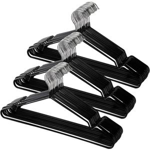 Tosnail 50 Pack 16-Inch Stainless Steel Wire Metal Non-Slip Closet Clothes Space Saving Hangers - Black