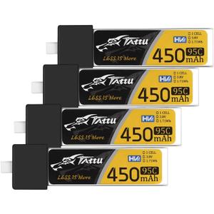 4pcs BT2.0 450mAh 1S Battery HV 3.8V 95C FPV Lipo Battery with BT 2.0 Connector for FPV Tiny Whoop 1S Brushless Whoop Drone