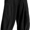 TARSE Womens Corduroy Pants Harem Casual Loose Fit Baggy Elastic Waist Lantern Fall Pants with Pockets, L
