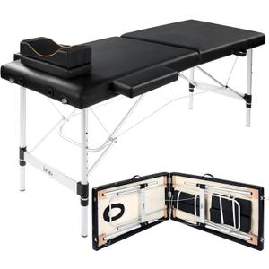 Portable Lash Bed for Lash Extensions Massage Table Esthetician Bed Salon Table Spa Bed Height Adjustable Waterproof Aluminum Frame (Black)