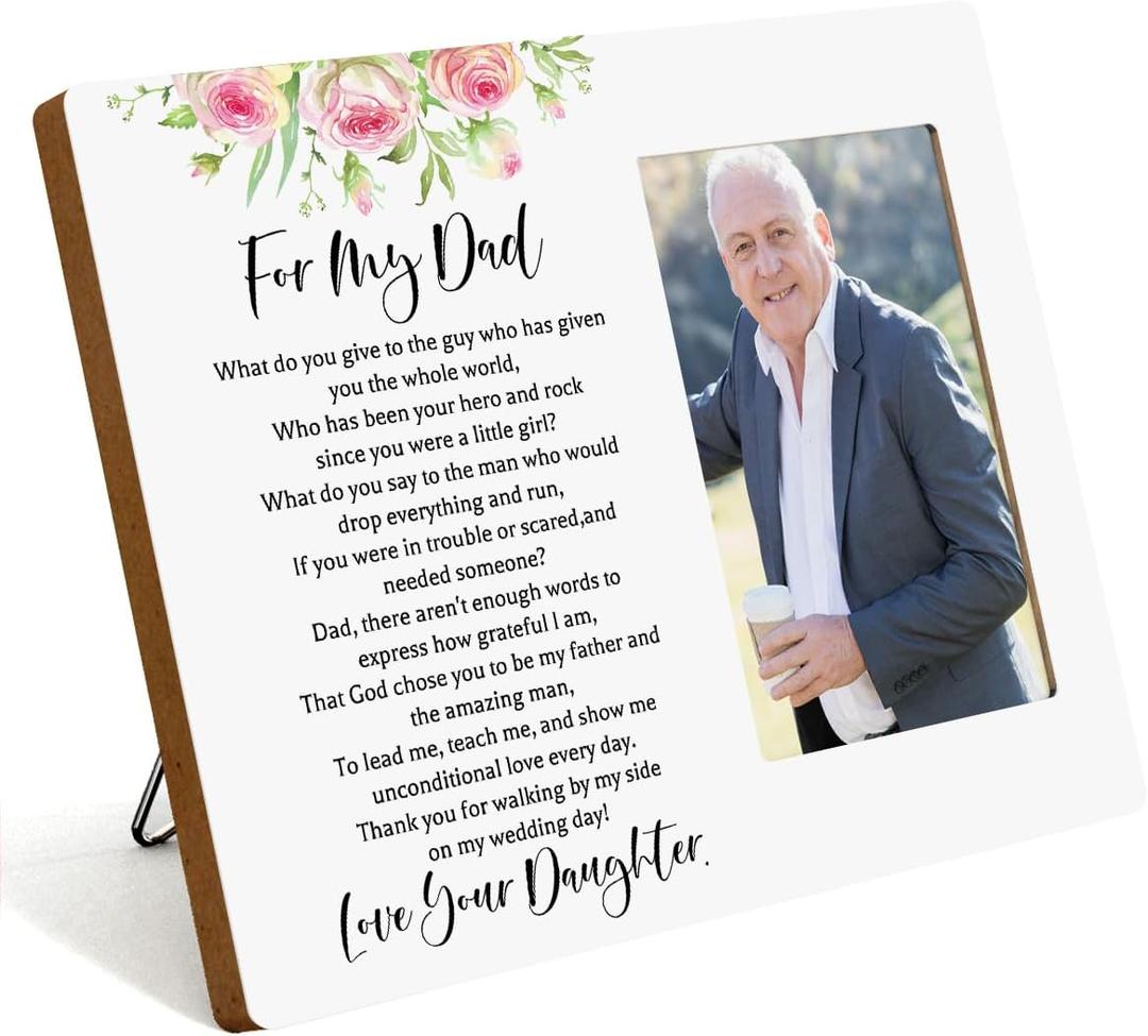 IAXIC Fathers Day,To Dad Photo Frame Gifts,Wooden Picture Frame Gift,Daughters Picture Tabletop Frame, Gifts for Dad from Daughter