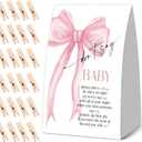 Don't Say Baby Baby Shower Game, Gender Reveal Games for Parents, 1 Sign and 50 Mini Wooden Clothespins, Pink Bow Theme Baby Shower Decorations, Gender Reveal Party Supplies