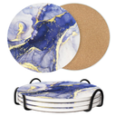 8 Inch Trivets for Hot Dishes, Pots and Pans, Marble Style Ceramic Trivet with Holder, Heat Resistant Hot Plate Mats for Countertops, Table, Home Essentials, Farmhouse Decor, Set of 3