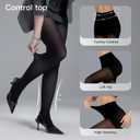 Yilanmy 2 Pairs Control Top Pantyhose for Women, 50D Semi Opaque Tights with 10-15mmHg Compression Support (Black, M)