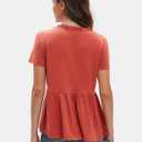 EXLURA Women's Summer Crop Babydoll Peplum Tops Cute V Neck Short Sleeve Business Casual Trendy T Shirts Beach Vacation 2026 (Orange, S)
