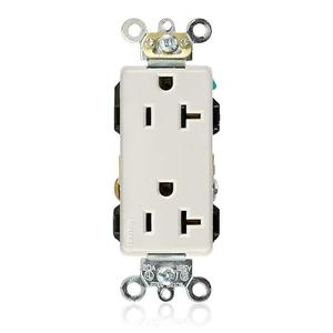 Leviton 20 Amp, 125 Volt, Decora Plus Duplex Receptacle, Straight Blade, Industrial Grade, Self Grounding, 16362-T, Light Almond, Pack of 3